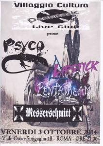 HEAVY METAL NIGHT: Psyco + Lipstick + Pentadream + Messerschmitt @ Villaggio Cultura - Pentatonic | Roma | Lazio | Italia