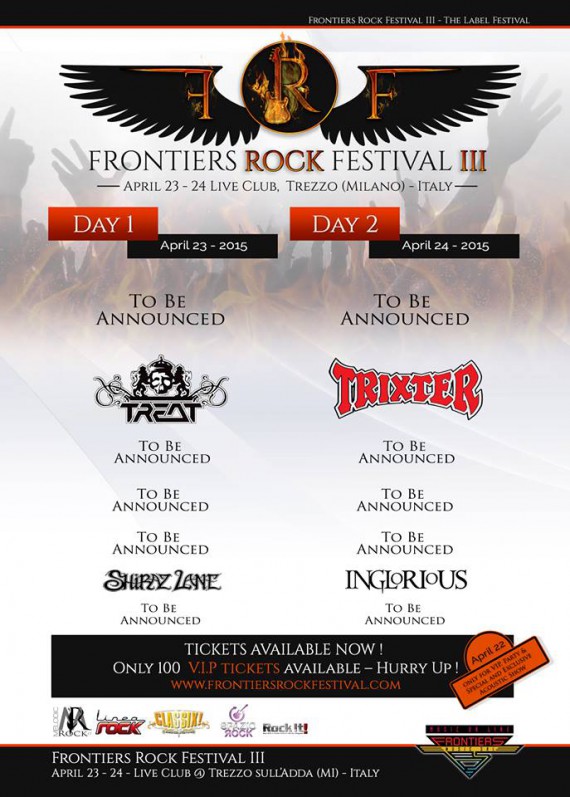 Frontiers Rock Festival 2016 - Prime 4 Band Confermate